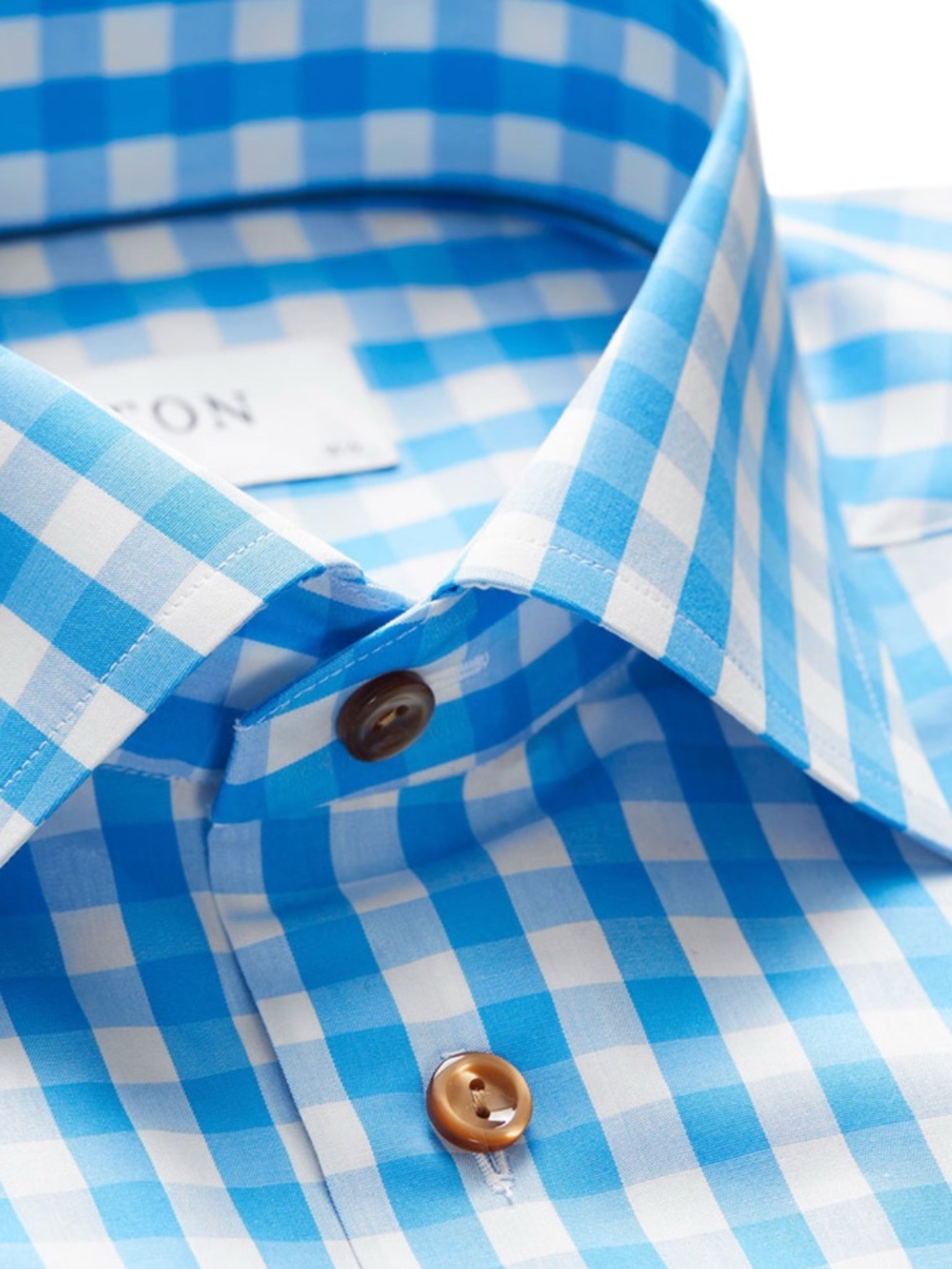 ETON Contemporary Dress Button Up Blue White Check Shirt Size 41 16